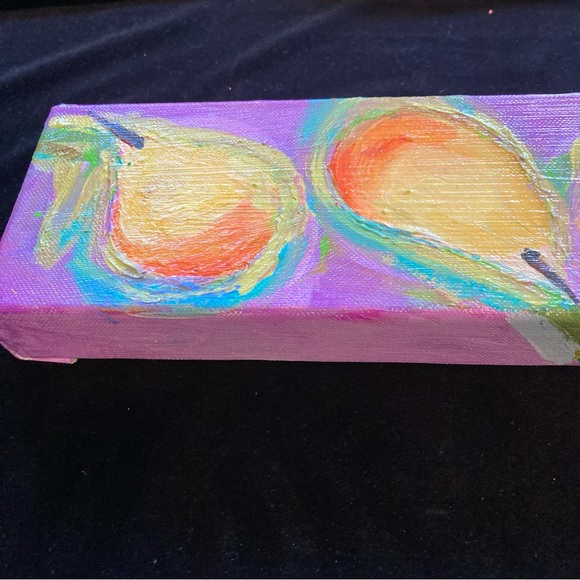 Summer Pears On lavender Original Acrylic Painting  12”x4”x1.5”on canvas - Picture 9 of 11